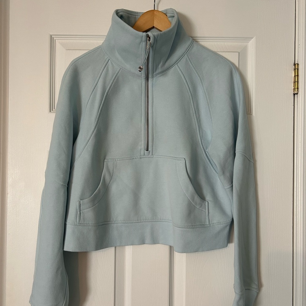 lululemon athletica Scuba oversized crop Sky Blue Quarter-Zip Sweatshirt